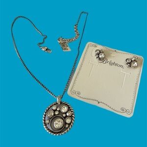 Brighton Halo necklace and matching earrings set clear Swarovski crystals